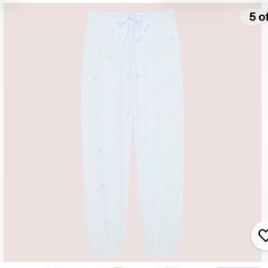 PINK x LoveShackFancy JOGGERS IN GLACIAL MIST BLUE IN XS NWT